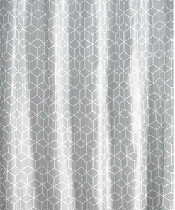 New Geometric Gray Shower Curtain, Fabric Bathroom Decor for Home Bath, Water Repellent Upgrade Bath Curtain