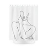 New Home Gift: Modern Fabric Bathroom Shower Curtain With Geometric Line Art Print