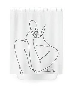 New Home Gift: Modern Fabric Bathroom Shower Curtain With Geometric Line Art Print