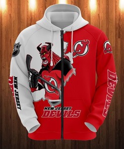 New Jersey Devils 3D Cartoon Graphic Zip Up Hoodie 3D All Over Print Gift For Fans