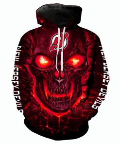 New Jersey Devils Halloween Hoodie 3D All Over Print Skulls Pullover Nhl