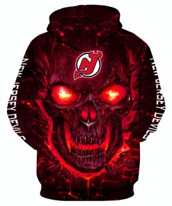 New Jersey Devils Halloween Hoodie 3D All Over Print Skulls Pullover Nhl