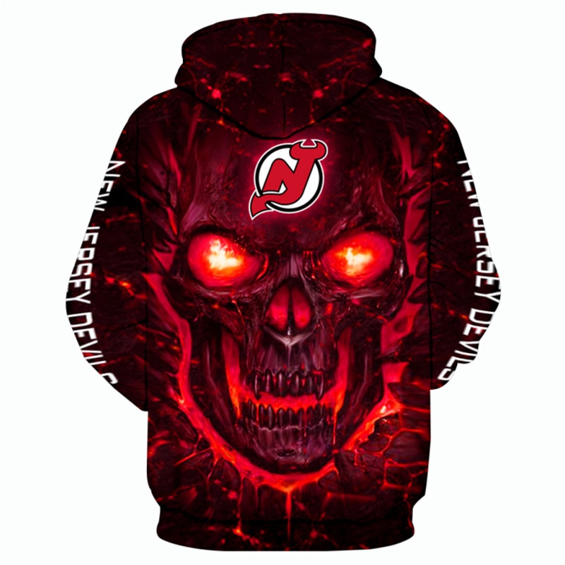 New Jersey Devils Halloween Hoodie 3D All Over Print Skulls Pullover Nhl
