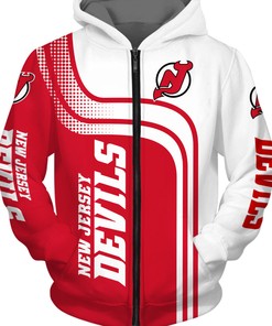 New Jersey Devils Zip Up Hoodie 3D With Hooded Long Sleeve All Over Print Hoodies For Women