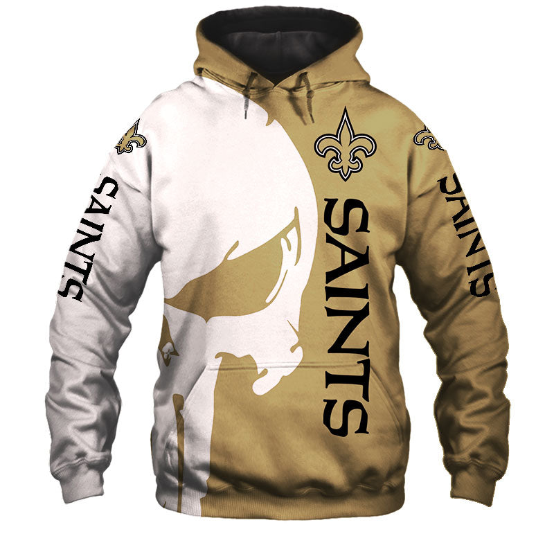 New Orleans Saints 3D All Over Print Hoodie Skull Printed Gifts For Fans, 3D Hoodies With Zippers