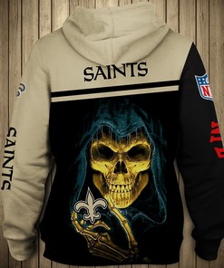 New Orleans Saints 3D Skull All Over Print Hoodie Pullover Zip Hoodie For Fans