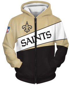 New Orleans Saints 3D Zip Hoodie, Custom 3D Hoodies, Full Size 