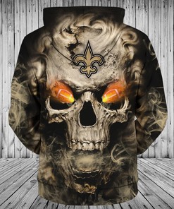 New Orleans Saints Eye Rugby Ball Skull 3D All Over Print Zip Hoodie Gifts For Fans