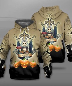 New Orleans Saints Halloween Costume 3D All Over Print Hoodie Jack Skellington Graphic Gifts For Fans