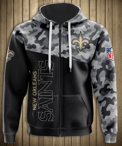 New Orleans Saints Military 3D All Over Print Zip Up Hoodie Long Sleeve New Season, Gifts For Men