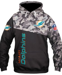New Season Miami Dolphins Military Hoodie With 3D Zip And All Over Print Design
