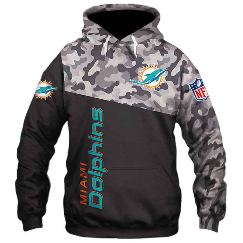 New Season Miami Dolphins Military Hoodie With 3D Zip And All Over Print Design