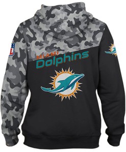 New Season Miami Dolphins Military Hoodie With 3D Zip And All Over Print Design
