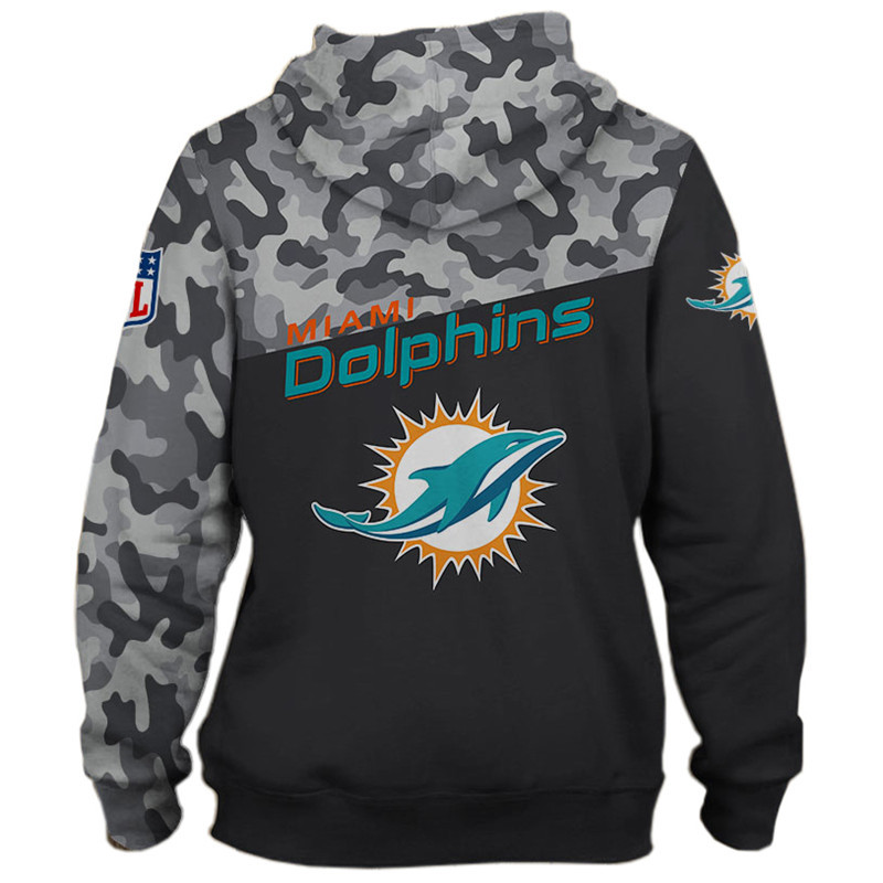 New Season Miami Dolphins Military Hoodie With 3D Zip And All Over Print Design