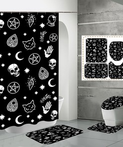 New Simple Skull Star Print Shower Curtain - Unique Bathroom Decor