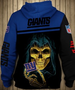 New York Giants 3D Skull All Over Print Hoodie Pullover Zip Hoodie For Fans, Custom 3D Hoodies