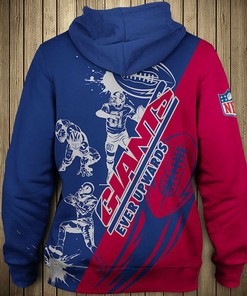 New York Giants Cartoon Player Cute All Over Print Zip Up Hoodie Men
