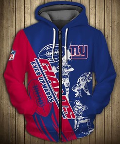 New York Giants Cartoon Player Cute All Over Print Zip Up Hoodie Men