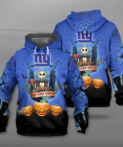 New York Giants Halloween Costume Hoodie 3D Jack Skellington Graphic Printful