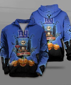 New York Giants Halloween Costume Hoodie 3D Jack Skellington Graphic Printful