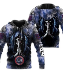 New York Giants Hoodie 3D Skull Smoke Custom All Over Print Hoodie