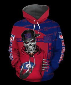 New York Giants Hoodie 3D Zip Hoodie Cute Flame Balls Graphic Custom 3D Hoodies