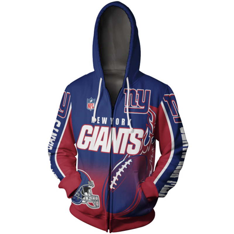 New York Giants Hoodie 3D Zip Hoodie Death Smoke All Over Print Hoodies For Women