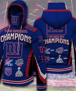 New York Giants Hoodie 4 Times Super Bowl Champions All Over Print Hoodie