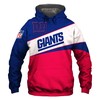 New York Giants Hoodie All Over Print Zip Hoodie 3 Lines Graphic