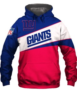 New York Giants Hoodie All Over Print Zip Hoodie 3 Lines Graphic