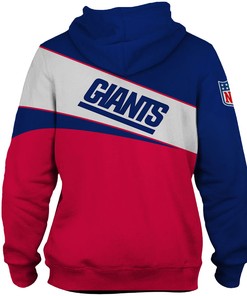 New York Giants Hoodie All Over Print Zip Hoodie 3 Lines Graphic