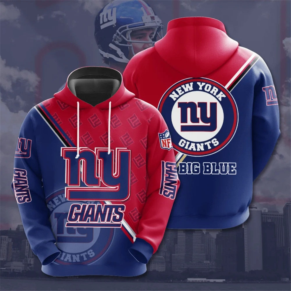 New York Giants Hoodie Seal Motifs Creative 3D Graphic Hoodies