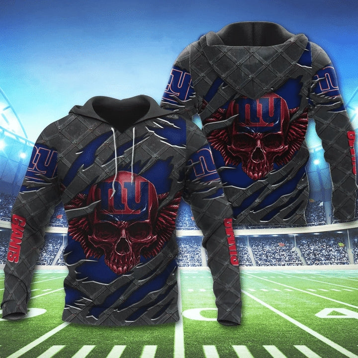 New York Giants Skull 3D Hoodie - Perfect Gift For Fans