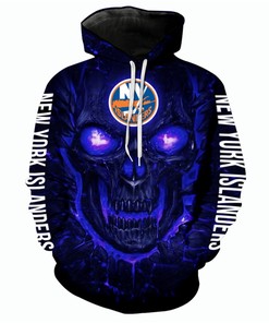 New York Islanders Halloween Hoodie 3D Skulls All Over Print Pullover Nhl