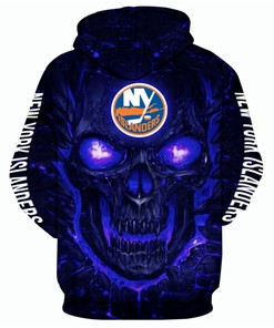 New York Islanders Halloween Hoodie 3D Skulls All Over Print Pullover Nhl