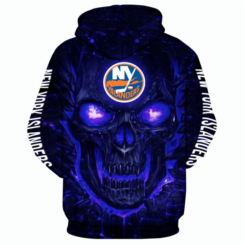 New York Islanders Halloween Hoodie 3D Skulls All Over Print Pullover Nhl
