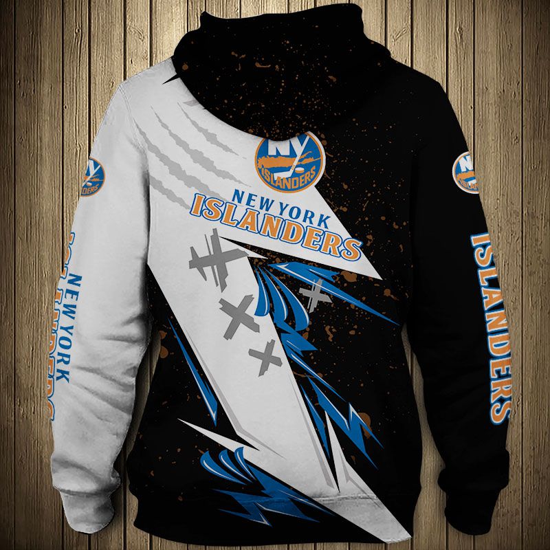 New York Islanders Hoodie 3D Thunder Design All Over Print Pullover Nhl