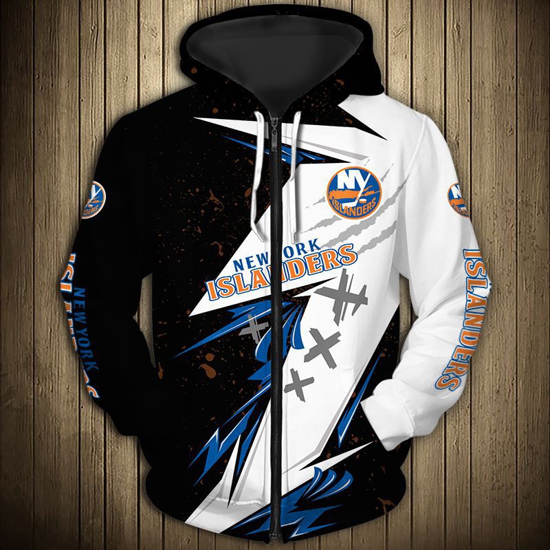 New York Islanders Hoodie 3D Thunder Design All Over Print Pullover Nhl