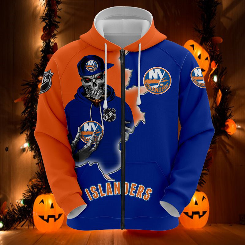 New York Islanders Skull Hoodie 3D Gifts For Fans With All Over Print
