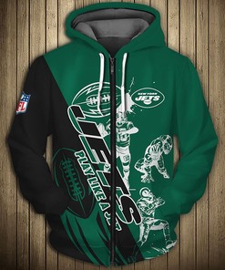 New York Jets Hoodie Cartoon Player Cute All Over Print Zip Up Hoodie Men With All Over Print 