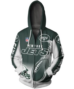 New York Jets Hoodie Death Smoke Graphic 3D Hoodies With Zippers Gifts For Men