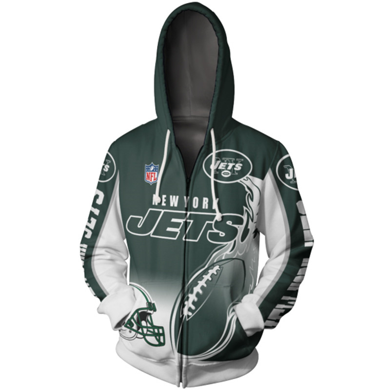 New York Jets Hoodie Death Smoke Graphic 3D Hoodies With Zippers Gifts For Men