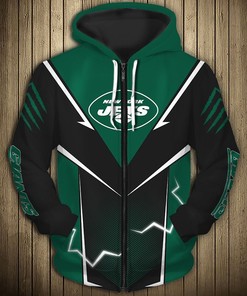 New York Jets Long Sleeve Zip Hoodie For Fan Custom All Over Print Hoodies
