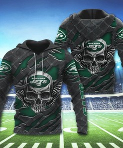 New York Jets Skull 3D Hoodie - Great Gift For Fans