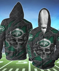 New York Jets Skull 3D Hoodie - Great Gift For Fans