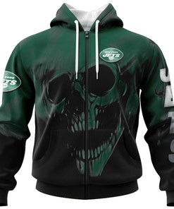 New York Jets Skull Hoodie - Custom All Over Print Hoodie Gifts For Fans With Name & Number 