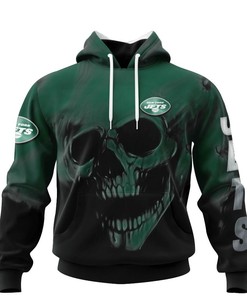 New York Jets Skull Hoodie - Custom All Over Print Hoodie Gifts For Fans With Name & Number