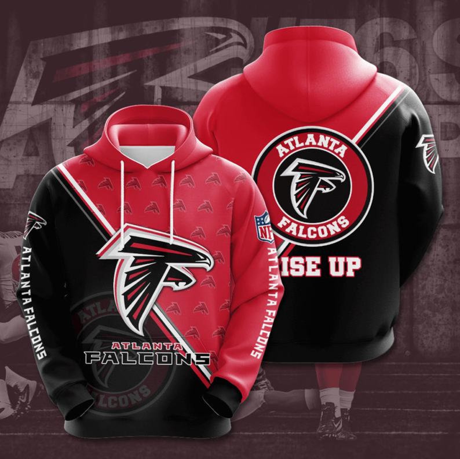 Nfl Atlanta Falcons 3D All Over Printed Hoodie With Zipper - Football Team Apparel