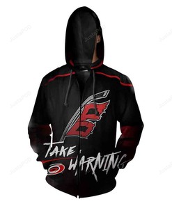 Nfl Football All Over Print Zip Up Hoodie - Carolina Hurricanes 3D Custom Design 
