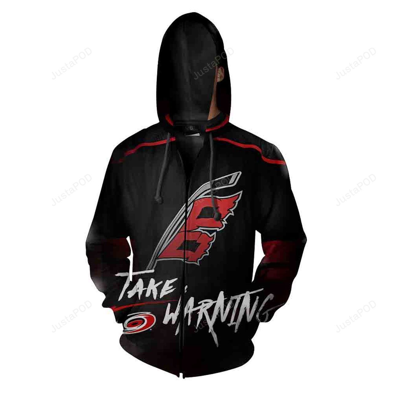 Nfl Football All Over Print Zip Up Hoodie - Carolina Hurricanes 3D Custom Design